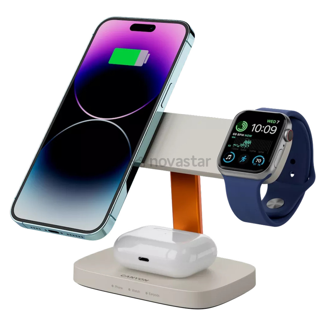 Canyon WCS-310, light grey/orange - Wireless Charging Dock