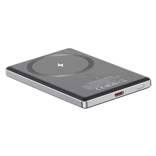 Išorinė baterija Canyon OnCharge 505 Slim Magsafe, 5000 mAh, belaidis įkrovimas, USB-C, tamsiai pilka