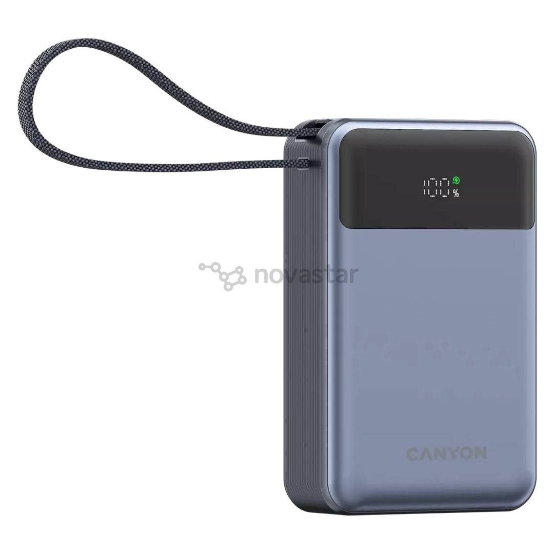 Canyon OnPower PB-600, 20000 мАч, USB-A, USB-C, черный/серебристый - Внешний аккумулятор