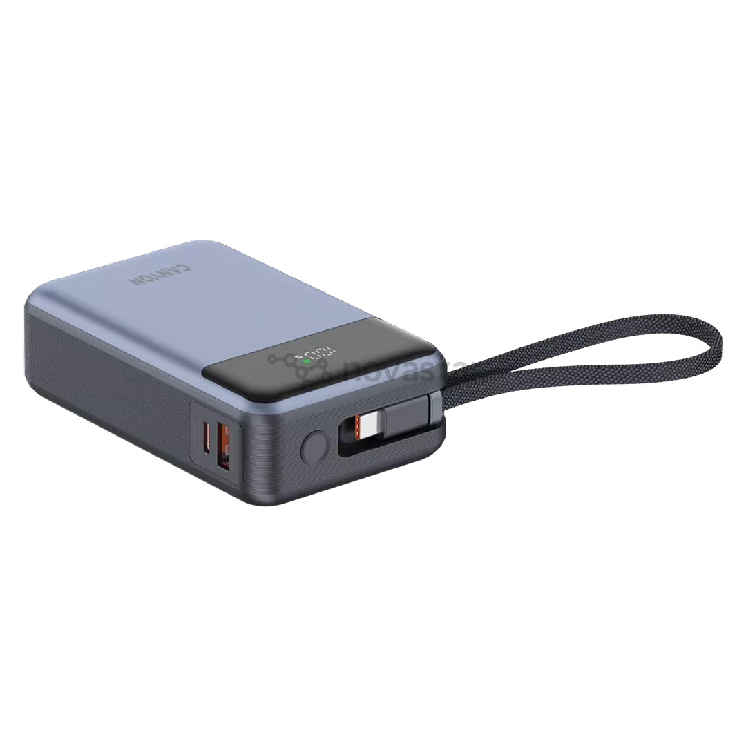 Canyon OnPower PB-600, 20000 мАч, USB-A, USB-C, черный/серебристый - Внешний аккумулятор