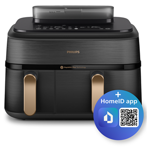 Karšto oro gruzdintuvė Philips 5000 Series Dual Basket, 2750 W, 9 L, juoda NA552/00