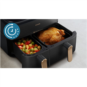 Karšto oro gruzdintuvė Philips 5000 Series Dual Basket, 2750 W, 9 L, juoda