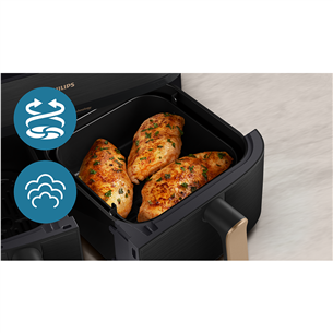 Karšto oro gruzdintuvė Philips 5000 Series Dual Basket, 2750 W, 9 L, juoda