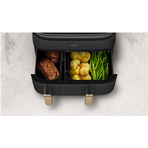 Karšto oro gruzdintuvė Philips 5000 Series Dual Basket, 2750 W, 9 L, juoda