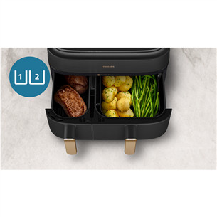 Karšto oro gruzdintuvė Philips 5000 Series Dual Basket, 2750 W, 9 L, juoda
