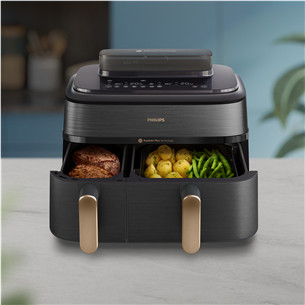 Karšto oro gruzdintuvė Philips 5000 Series Dual Basket, 2750 W, 9 L, juoda