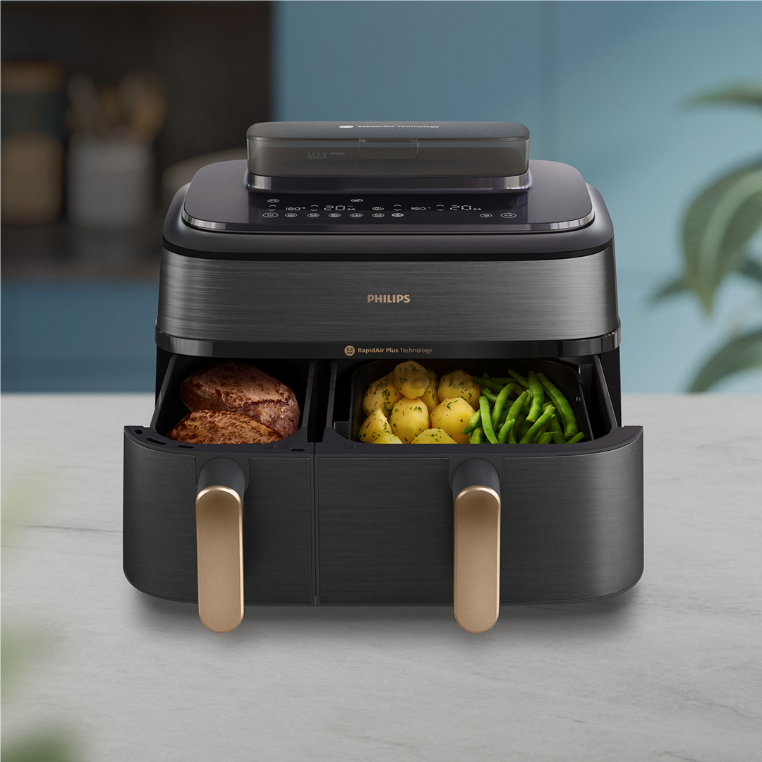 Karšto oro gruzdintuvė Philips 5000 Series Dual Basket, 2750 W, 9 L, juoda