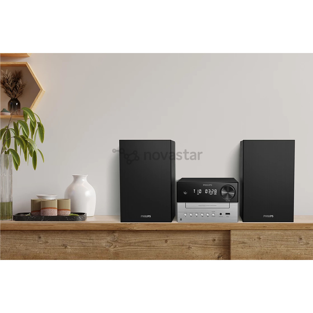 Philips TAM3205, 2.0, juodas/sidabro spalvos - Muzikinis centras