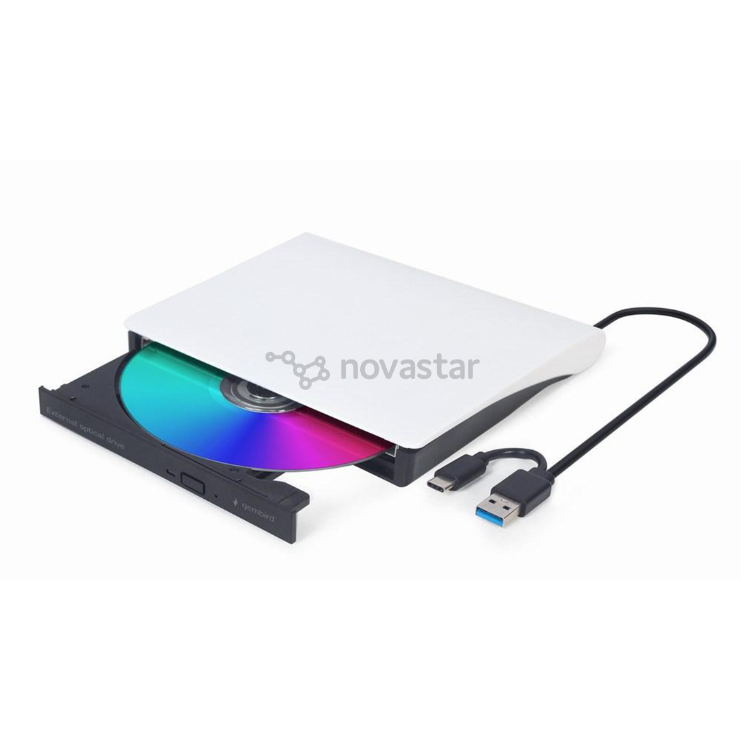 Gembird DVD-USB 03, черный/белый - Внешний читающий привод CD-DVD