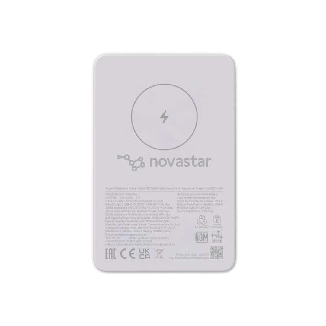 Išorinė baterija Xiaomi Magnetic Power Bank, 5000 mAh, pilka