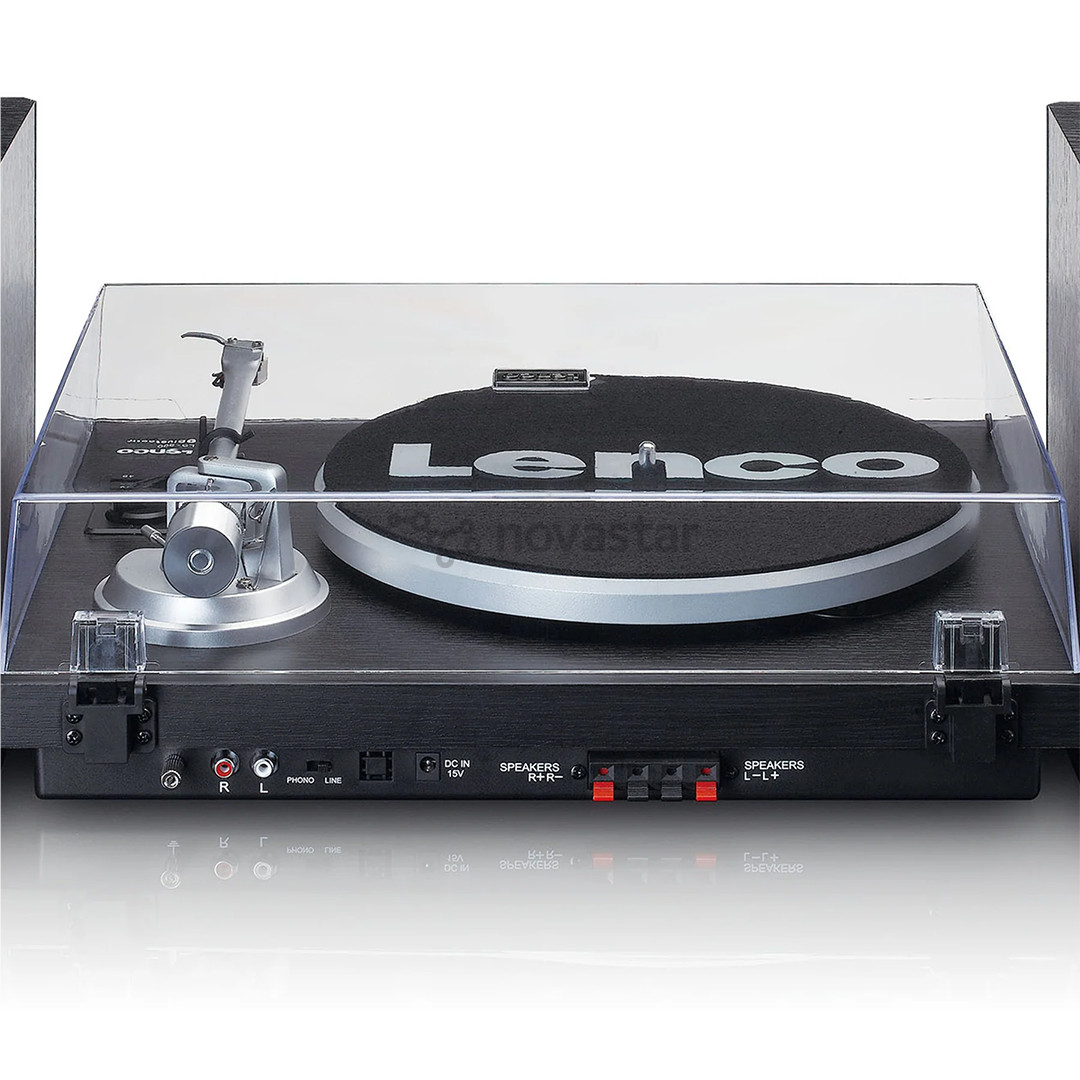 Lenco LS-500, juodas - Plokštelių grotuvas su garso kolonėlėmis