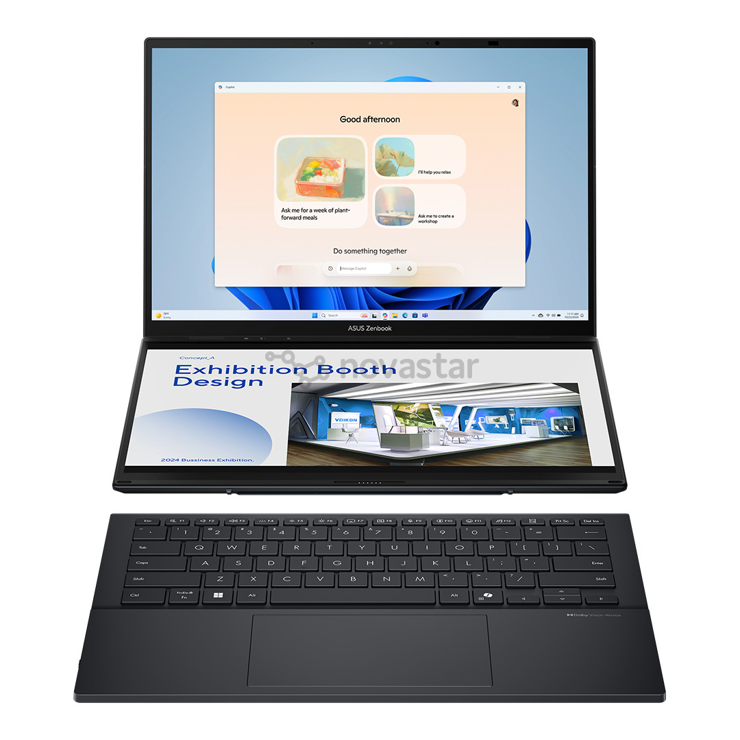 Asus Zenbook Duo OLED, 14'', 3K, OLED, 120 Hz, Ultra 9, 32 GB, 2 TB, ENG, pilkas - Nešiojamasis kompiuteris UX8406CA-PZ009W