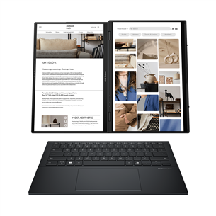 Asus Zenbook Duo OLED, 14'', 3K, OLED, 120 Hz, Ultra 9, 32 GB, 2 TB, ENG, pilkas - Nešiojamasis kompiuteris