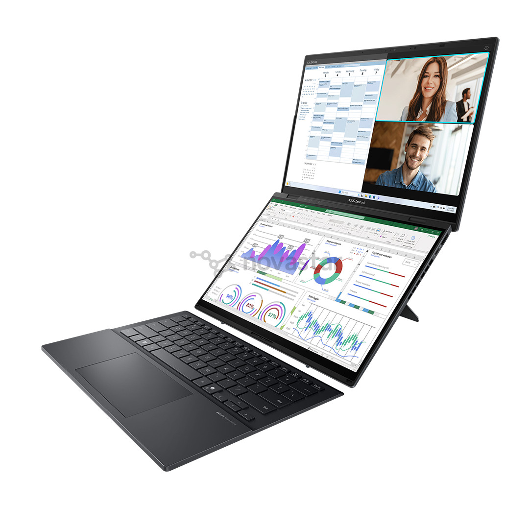 Asus Zenbook Duo OLED, 14'', 3K, OLED, 120 Гц, Ultra 9, 32 ГБ, 2 ТБ, ENG, темно-серый - Ноутбук