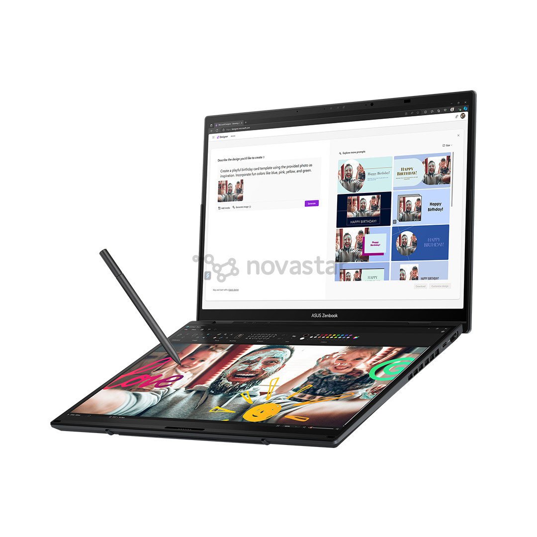 Asus Zenbook Duo OLED, 14'', 3K, OLED, 120 Гц, Ultra 9, 32 ГБ, 2 ТБ, ENG, темно-серый - Ноутбук