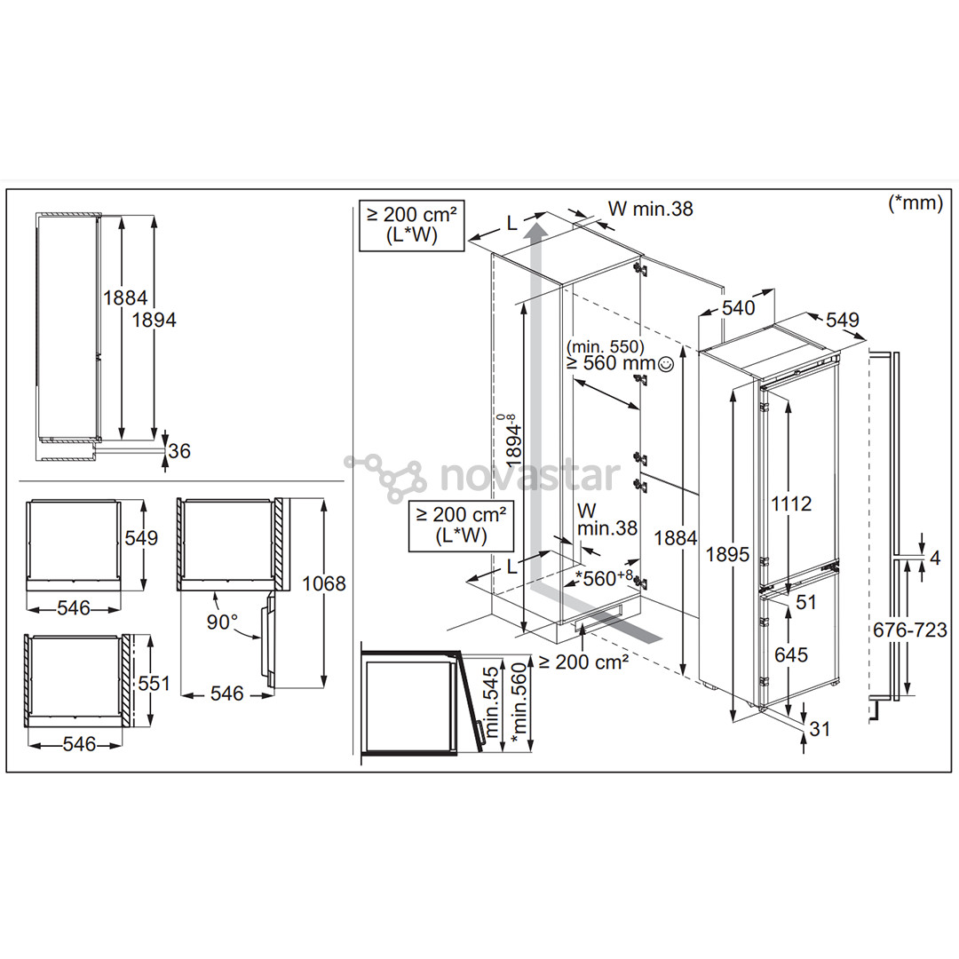 Įmontuojamas šaldytuvas Electrolux 600 Series, No Frost, 269 L, aukštis 189 cm