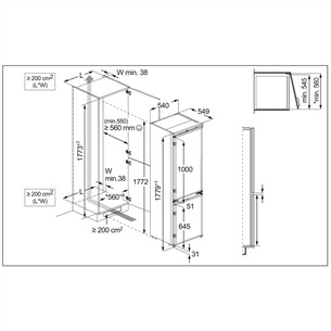 Įmontuojamas šaldytuvas Electrolux 700 Series, No Frost, 256 L, aukštis 178 cm