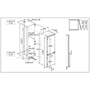 Electrolux 700 Series, No Frost, 256 L, height 178 cm - Built-in Refrigerator