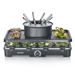 Raclette-Fondue komplektas Severin, 1400 W, juodas RG2347