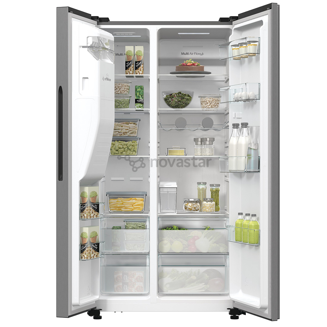 SBS šaldytuvas Hisense, NoFrost, 566 L, aukštis 179 cm, pilkas