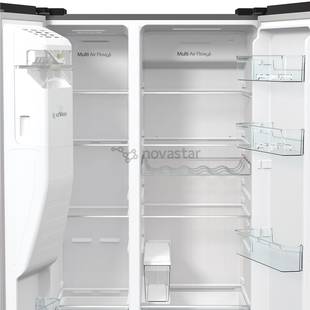 SBS šaldytuvas Hisense, NoFrost, 566 L, aukštis 179 cm, pilkas