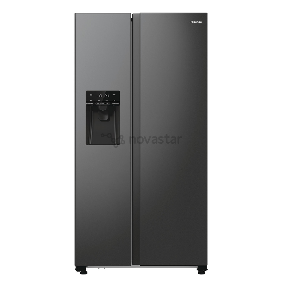 SBS šaldytuvas Hisense, NoFrost, 566 L, aukštis 179 cm, juodas