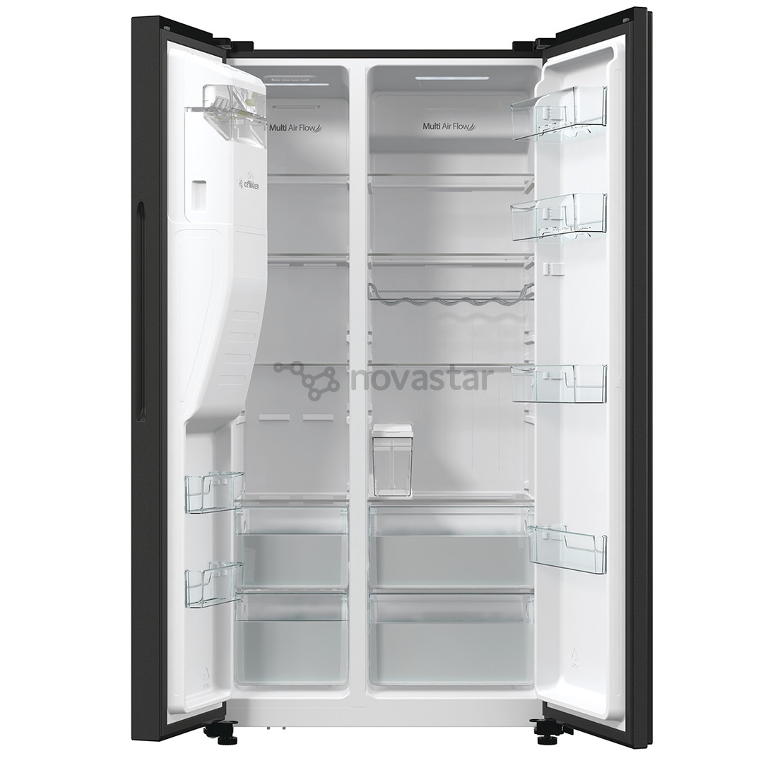 SBS šaldytuvas Hisense, NoFrost, 566 L, aukštis 179 cm, juodas