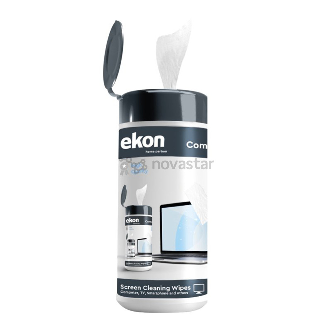 Drėgnos ekranų valymo šluostės EKON Screen Cleaning Wipes, 100 vnt.