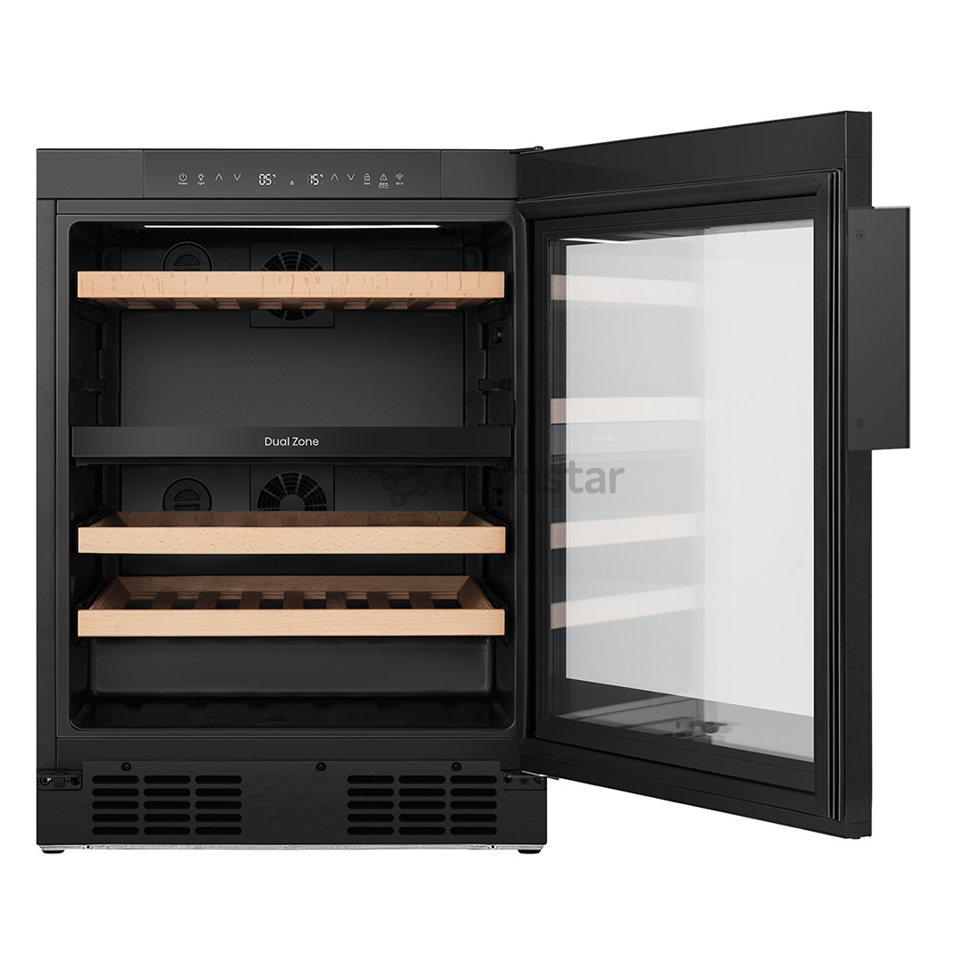 Vyno šaldytuvas Hisense, 46 butelių talpa, aukštis 82 cm, juodas