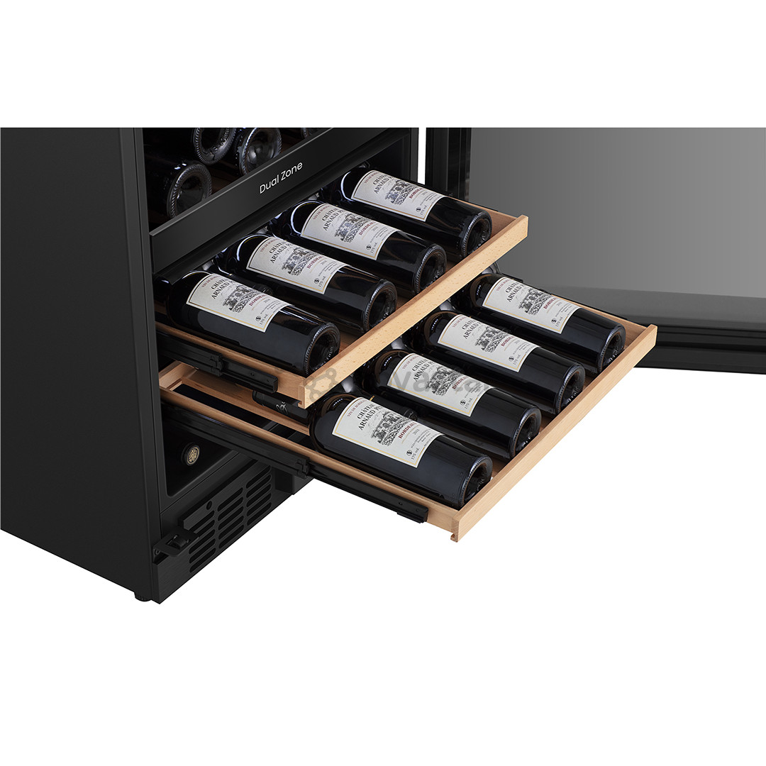 Vyno šaldytuvas Hisense, 46 butelių talpa, aukštis 82 cm, juodas