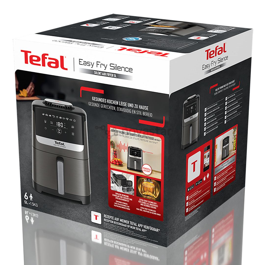 Karšto oro gruzdintuvė Tefal Easy Fry Silence, 1670 W, 5 L, pilka