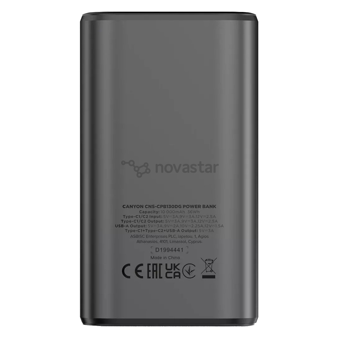 Canyon OnPower 130, 10000 mAh, dark gray - Power bank