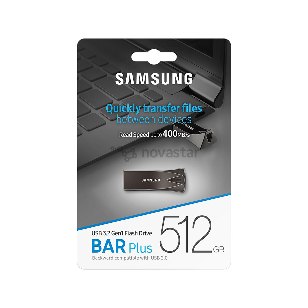 USB atmintinė Samsung BAR Plus, USB 3.1, 512 GB, pilka