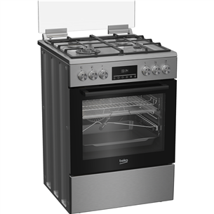 Beko, 72 L, width 60 cm, inox - Gas cooker with electric oven