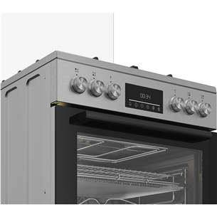 Beko, 72 L, width 60 cm, inox - Gas cooker with electric oven