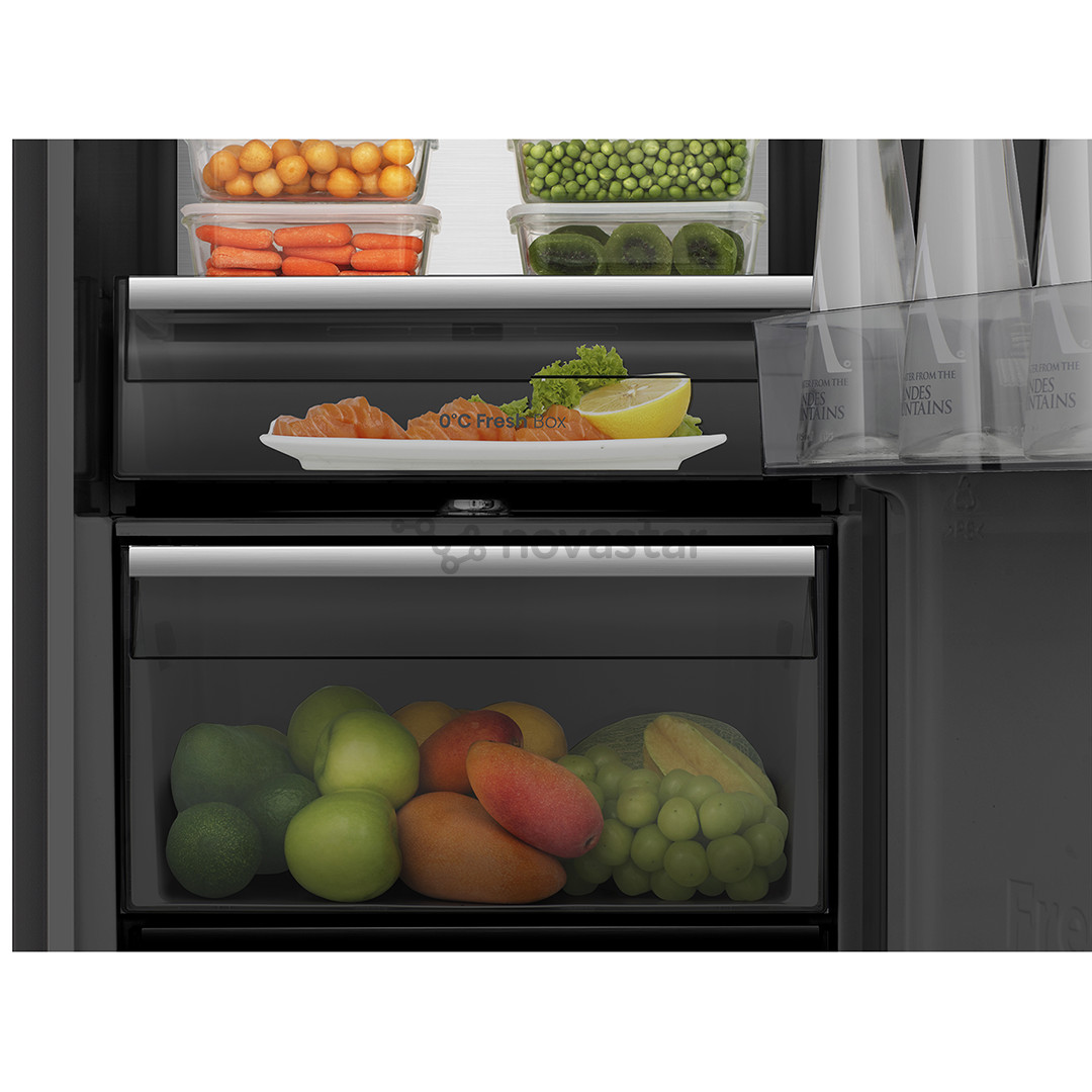 Šaldytuvas Hisense, 372 L, aukštis 186 cm, juodas