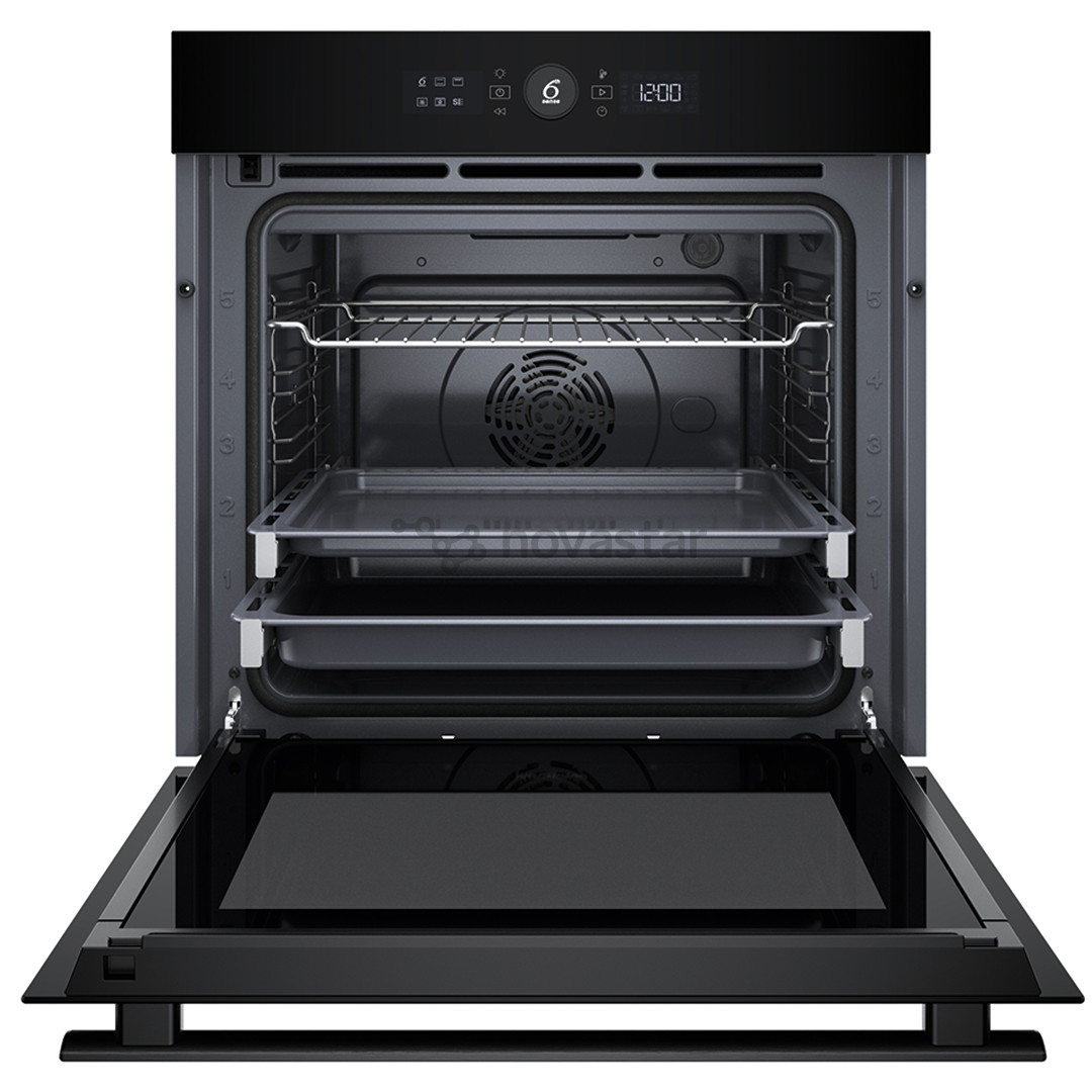 Whirlpool, 73 L, pyrolytic cleaning, black - Built-in oven