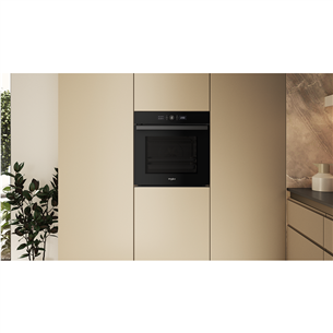 Įmontuojama orkaitė Whirlpool, 73 L, pirolizė, juoda