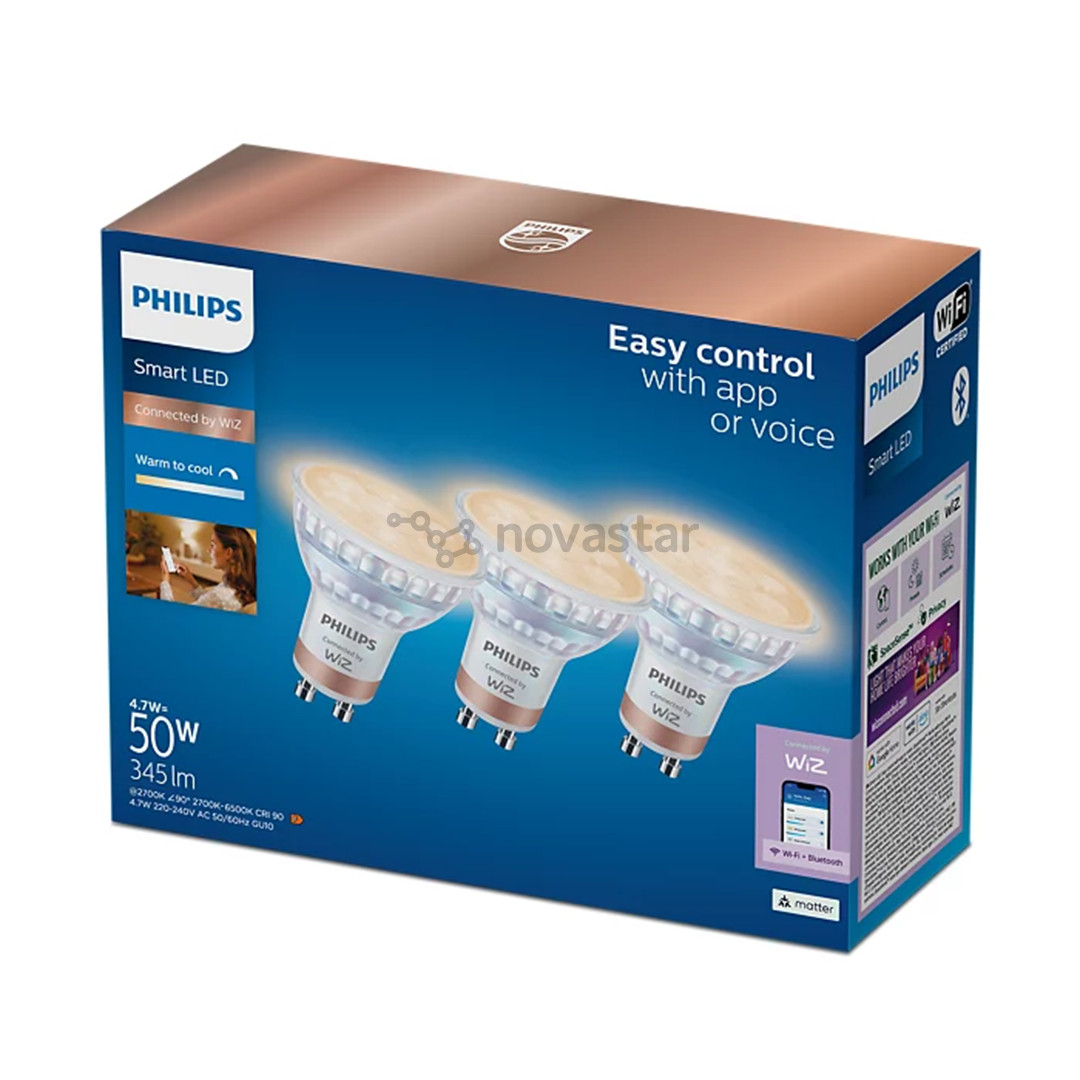 Išmaniosios lemputės Philips Wiz Smart LED Spot, GU10, 3 vnt., baltos
