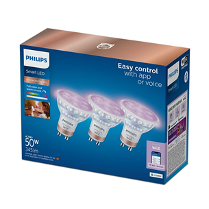 Išmaniosios lemputės Philips Wiz Smart LED Spot Full Color, GU10, 3 vnt., baltos