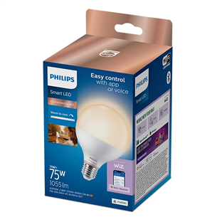 Išmanioji lemputė - Philips Wiz Smart LED Globe, E27, balta