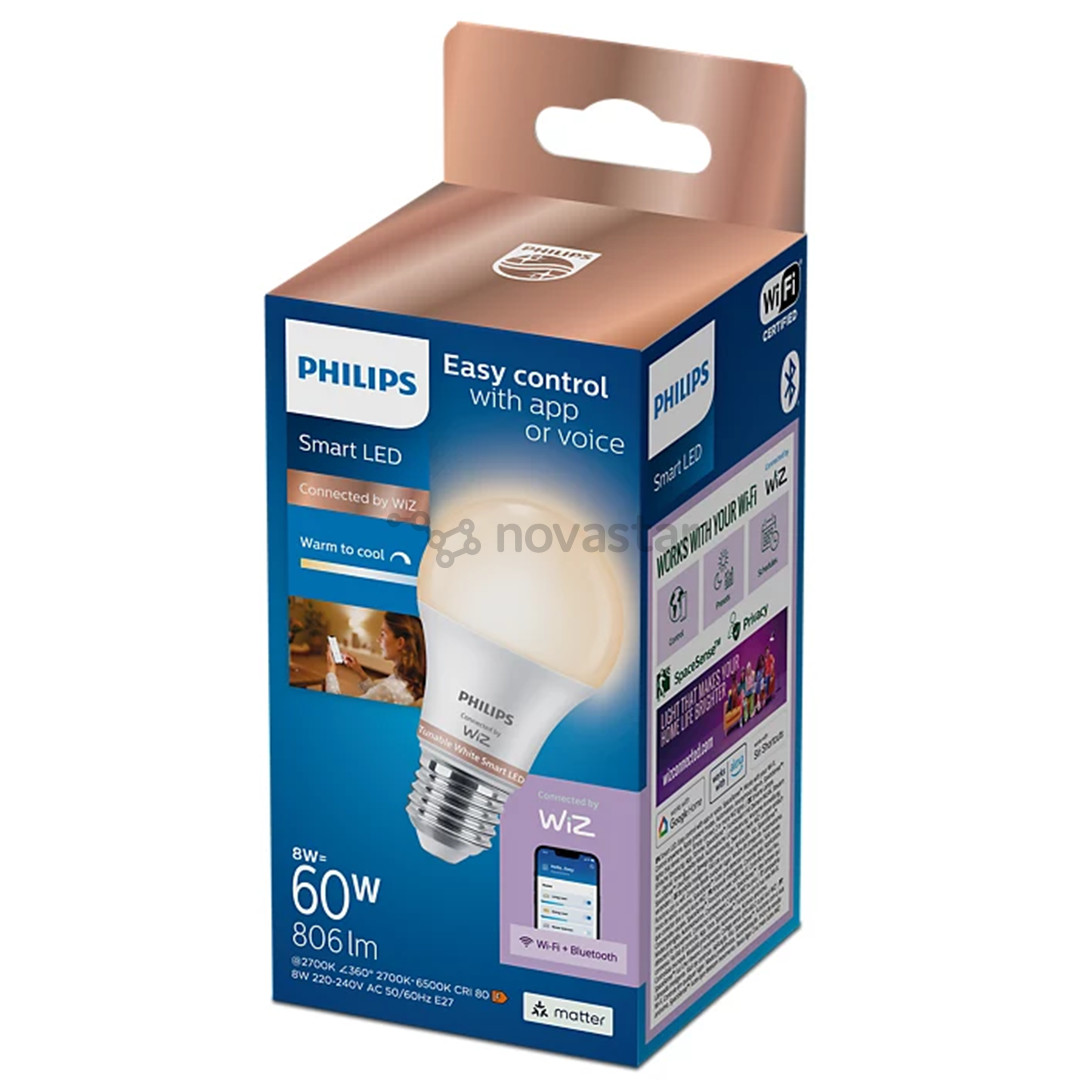 Išmanioji lemputė Philips Wiz Smart LED Bulb, E27, 1 vnt., balta