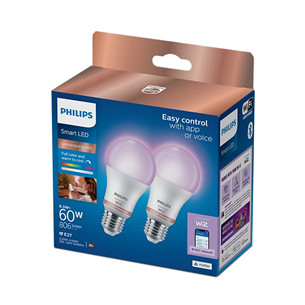 Philips Wiz Full Color Smart LED Bulb, E27, 2 pc, white - LED light