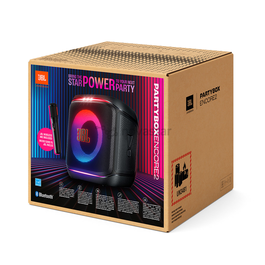 Nešiojama kolonėlė JBL Partybox Encore, 100 W, su mikrofonu, juoda