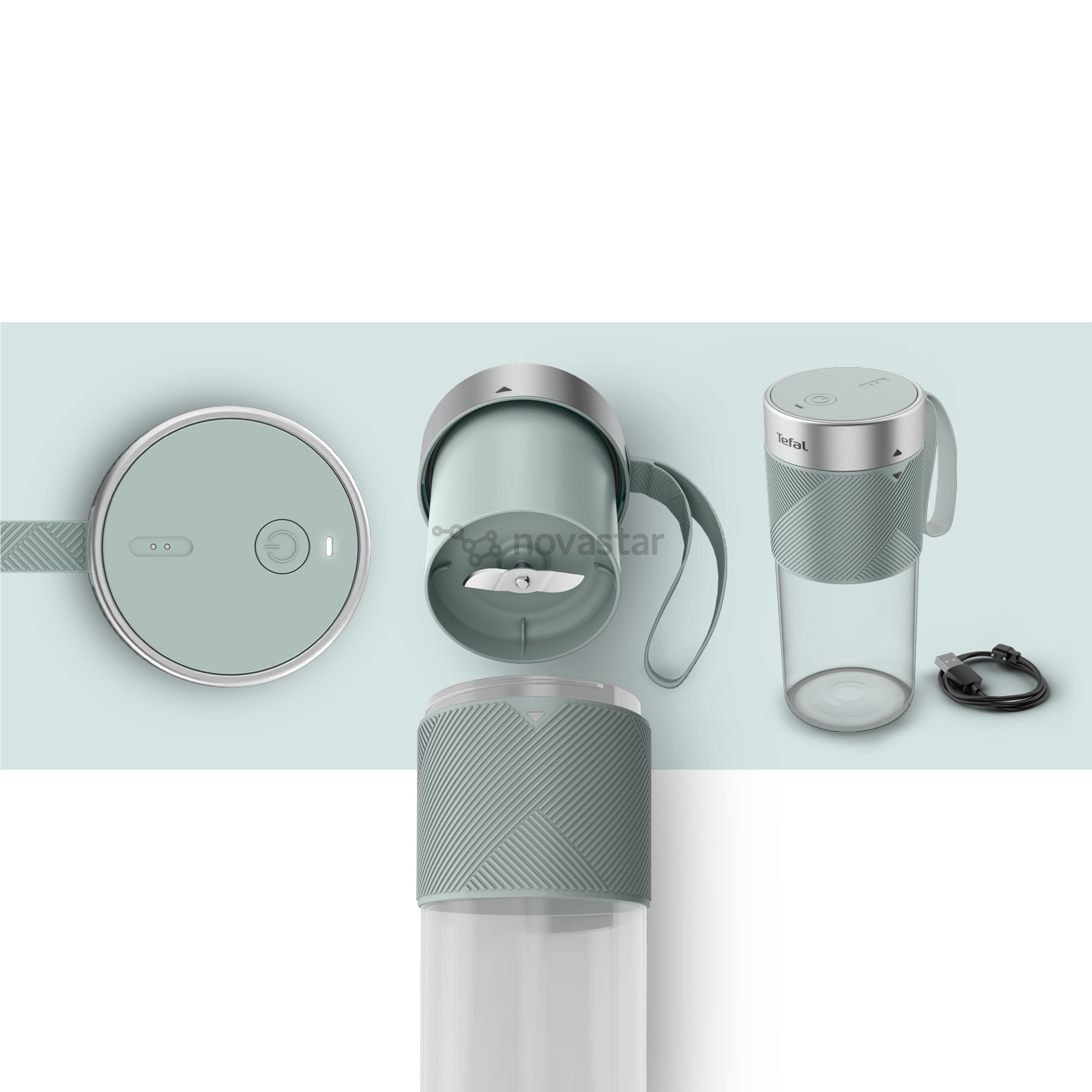 Nešiojama belaidė kokteilinė Tefal Lightmix, 300 ml, pilka