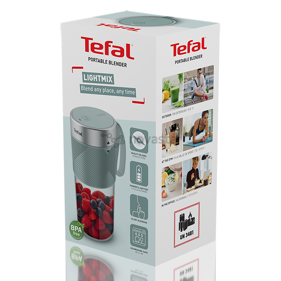 Nešiojama belaidė kokteilinė Tefal Lightmix, 300 ml, pilka