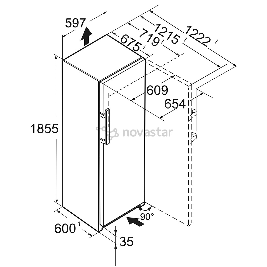 Šaldiklis Liebherr SFNBSD529I, NoFrost, 278 L, 186 cm, juodas