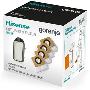 Dulkių siurblio maišeliai + filtras Hisense, 4 vnt.