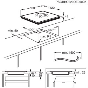 Electrolux 600 Series SaphirMatt, Hob2Hood, ширина 59 см, без рамы, черный - Интегрируемая индукционная варочная панель
