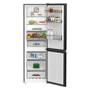 Šaldytuvas Whirlpool, NoFrost, 316 L, aukštis 187 cm, juodas